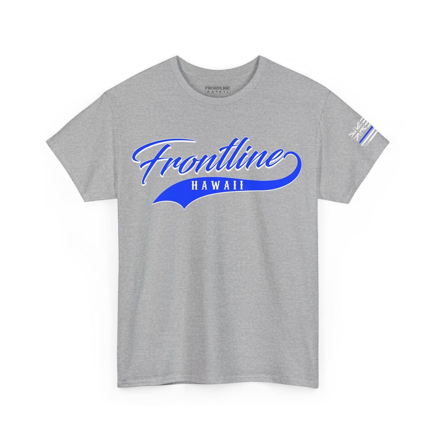 Frontline Hawaii Blue Script Cotton T-shirt