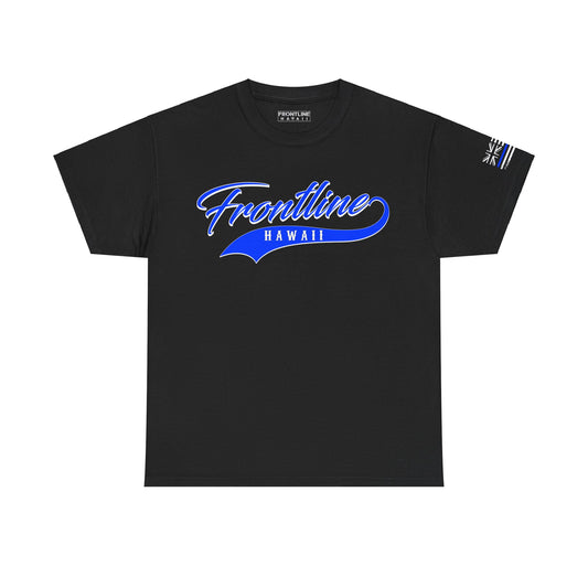 Frontline Hawaii Blue Script Cotton T-shirt