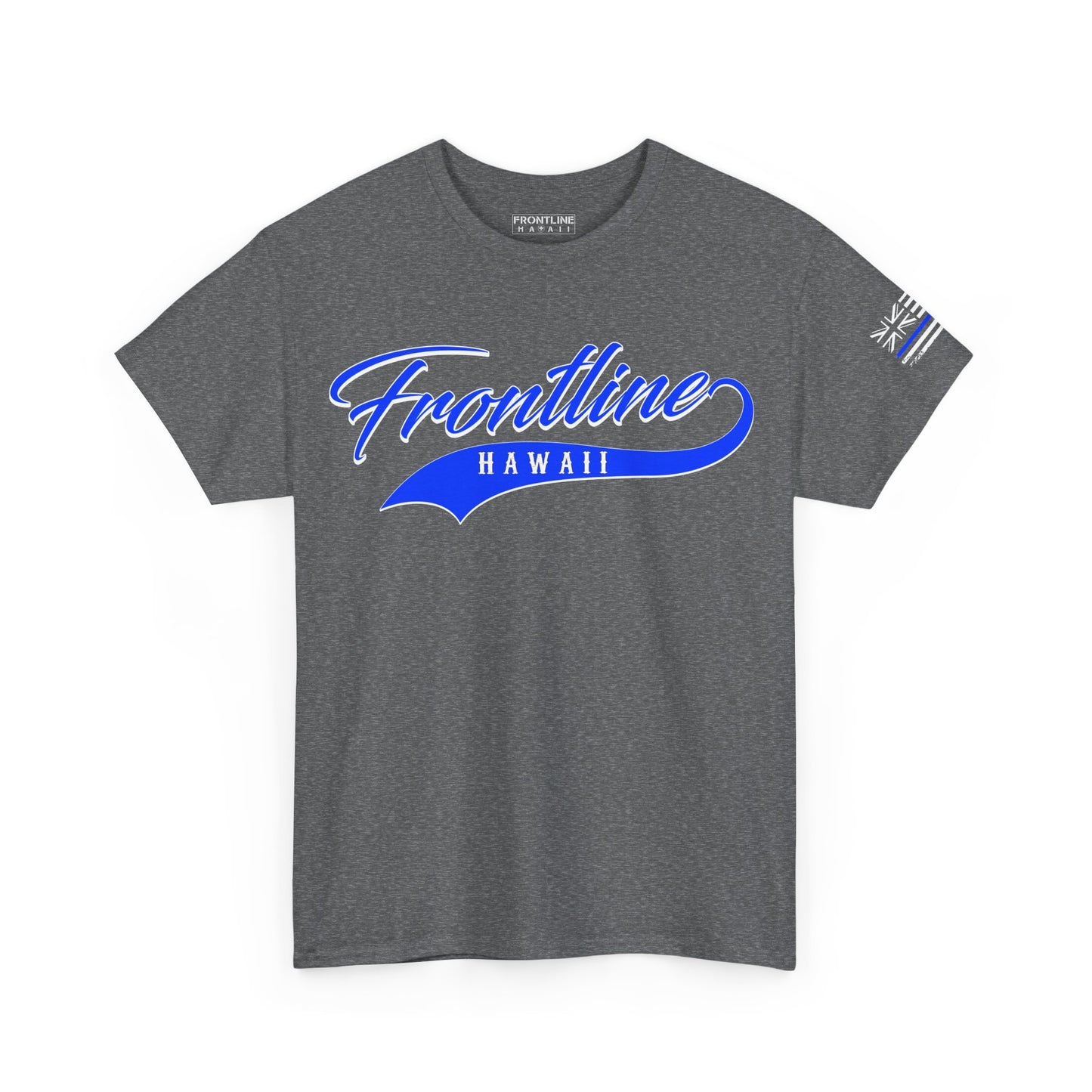 Frontline Hawaii Blue Script Cotton T-shirt