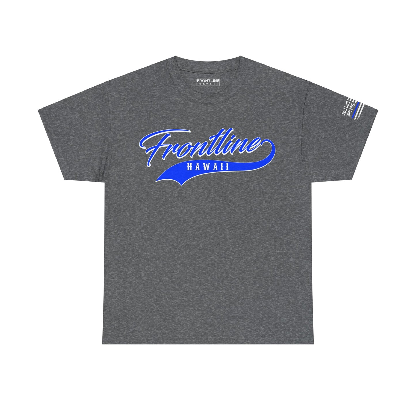 Frontline Hawaii Blue Script Cotton T-shirt