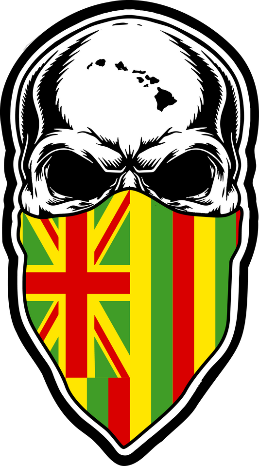 Frontline Hawaii Rasta Skull Sticker